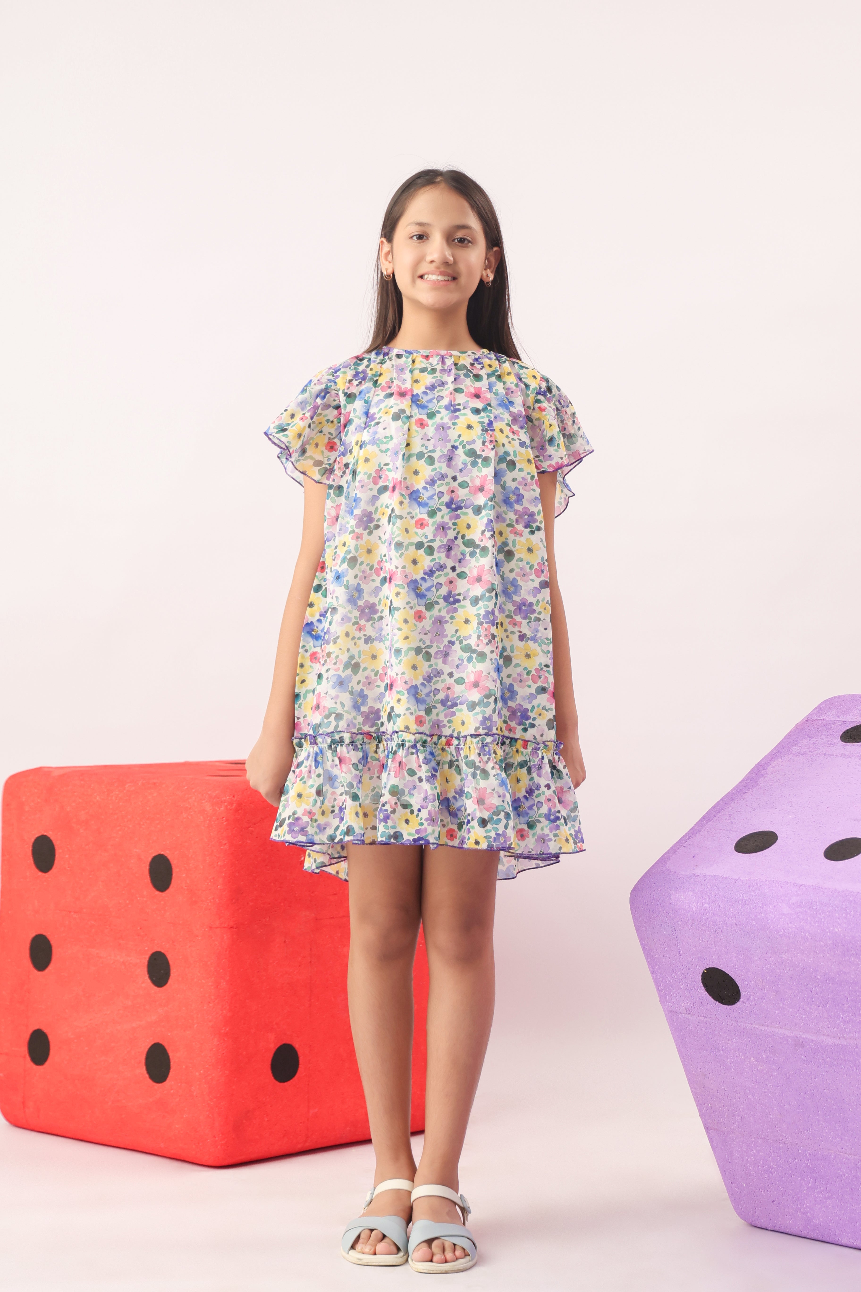 Petal Cloud Floral Organza Dress for Girls