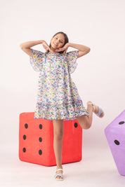 Petal Cloud Floral Organza Dress for Girls