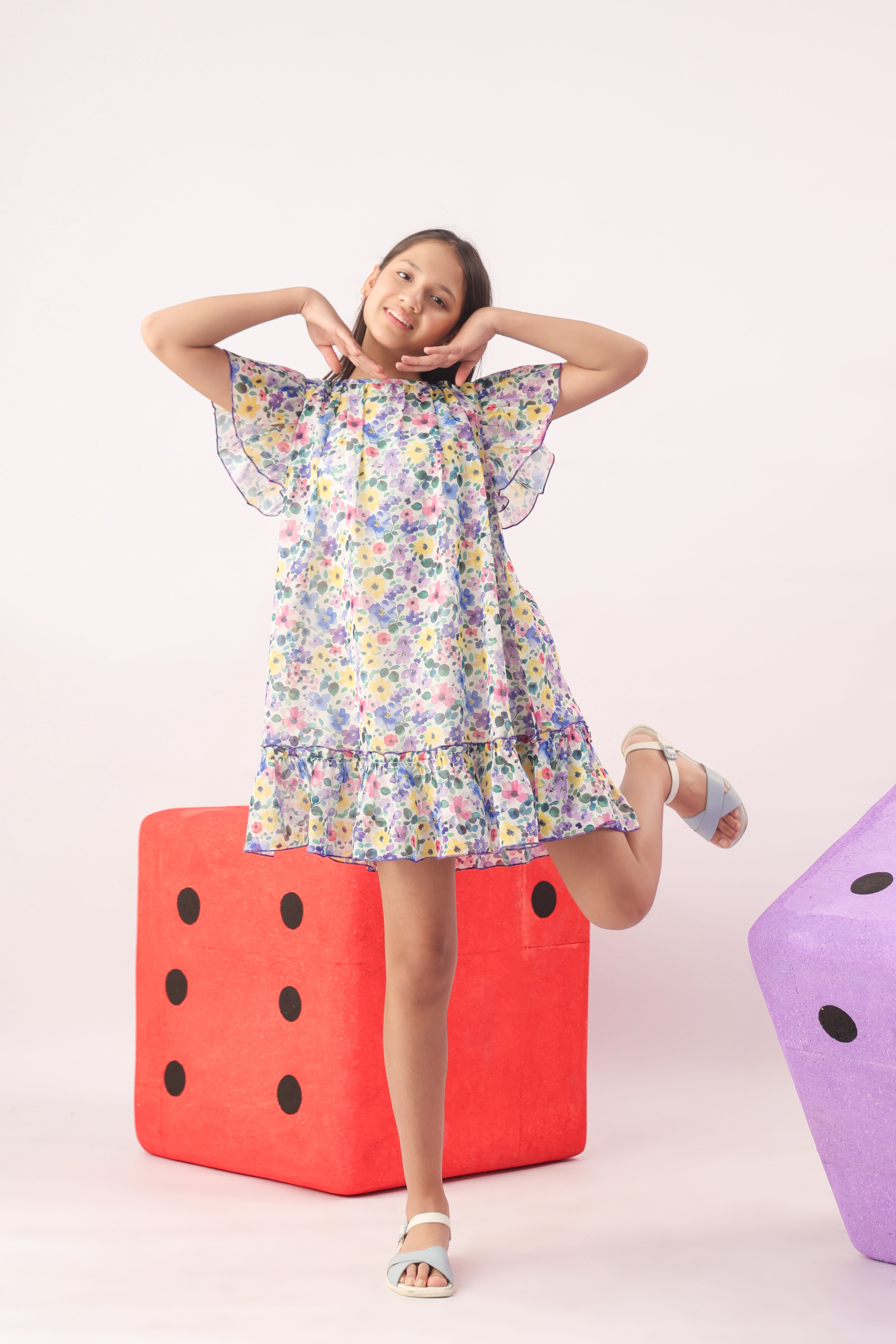 Petal Cloud Floral Organza Dress for Girls