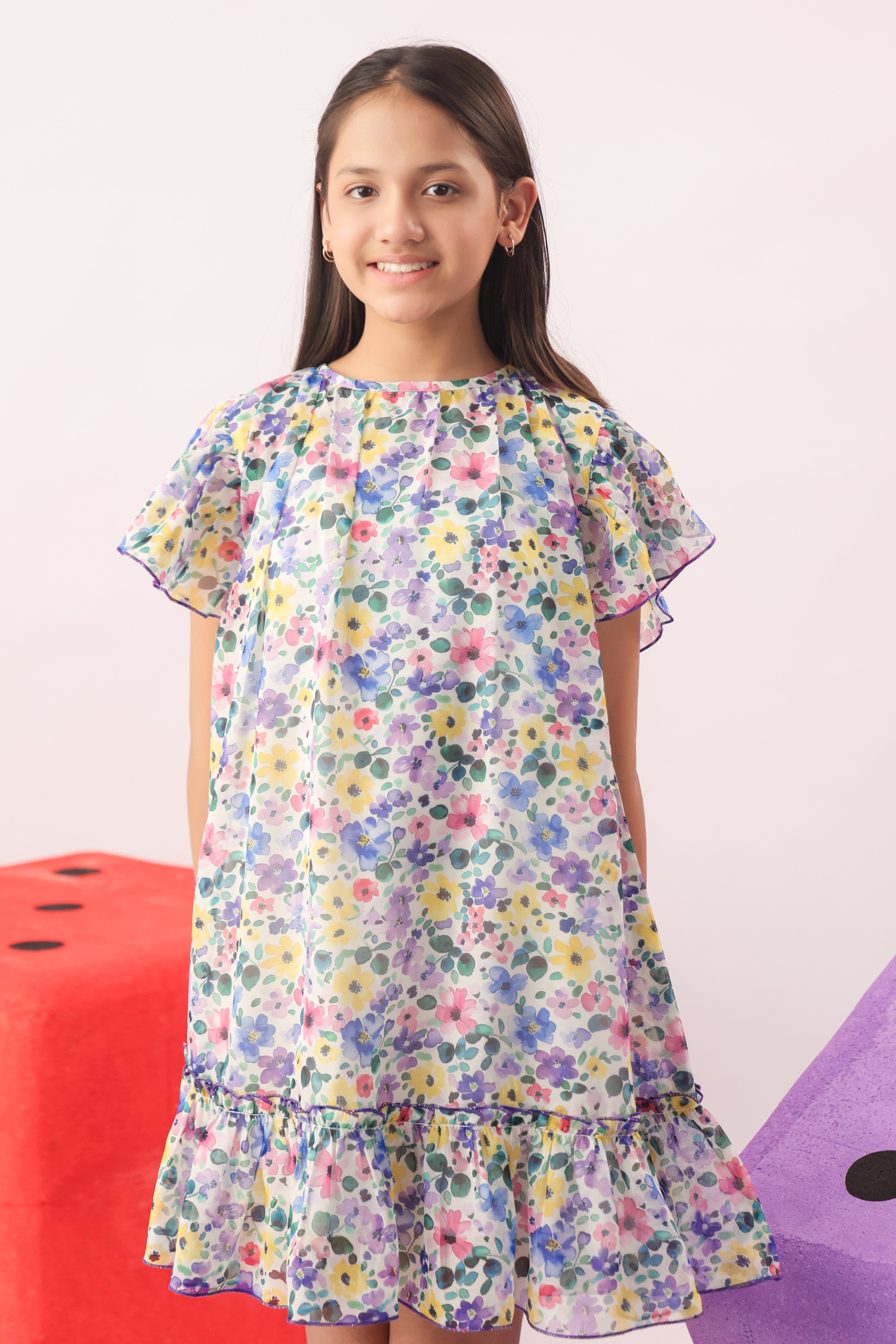 Petal Cloud Floral Organza Dress for Girls