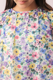 Petal Cloud Floral Organza Dress for Girls