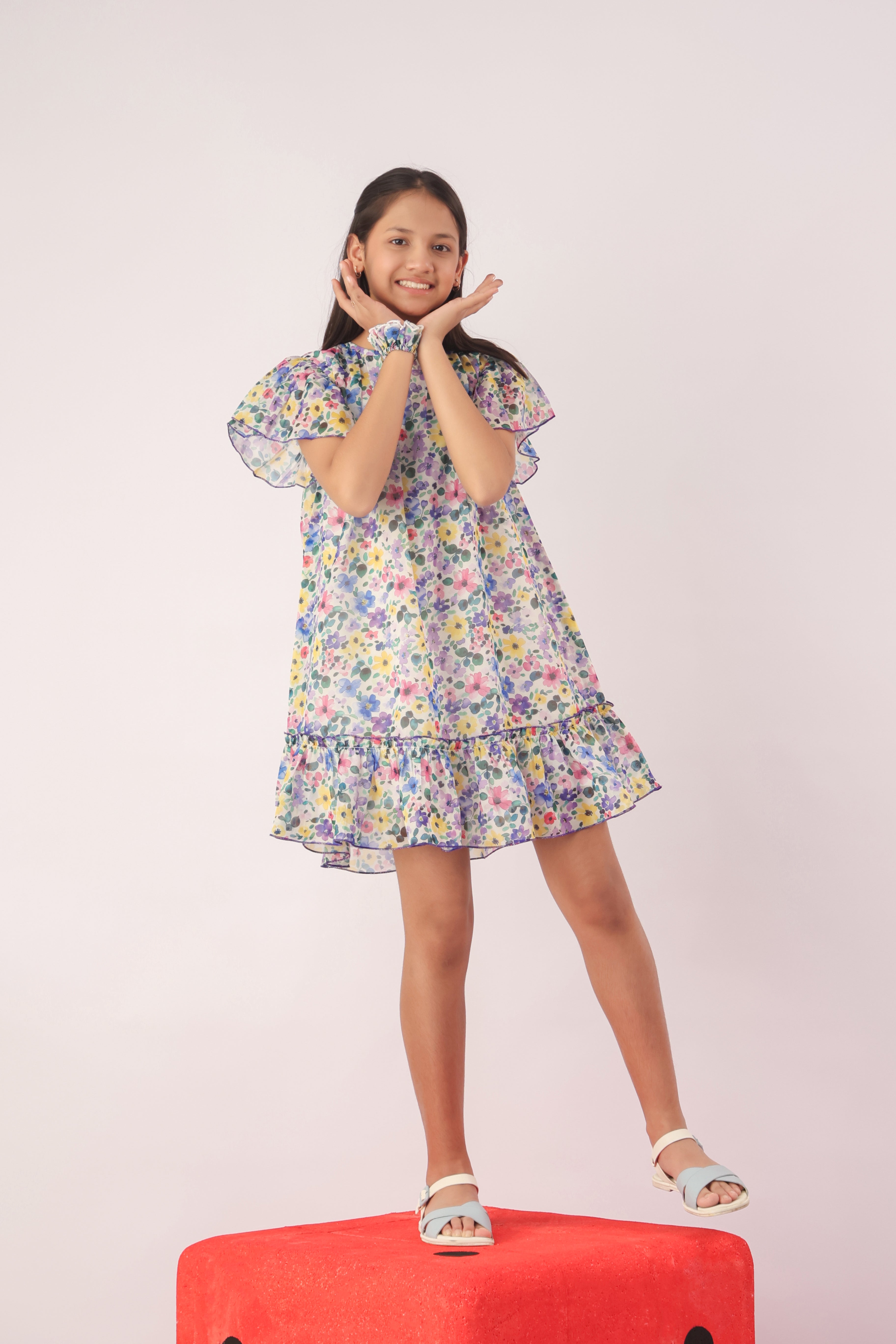Petal Cloud Floral Organza Dress for Girls