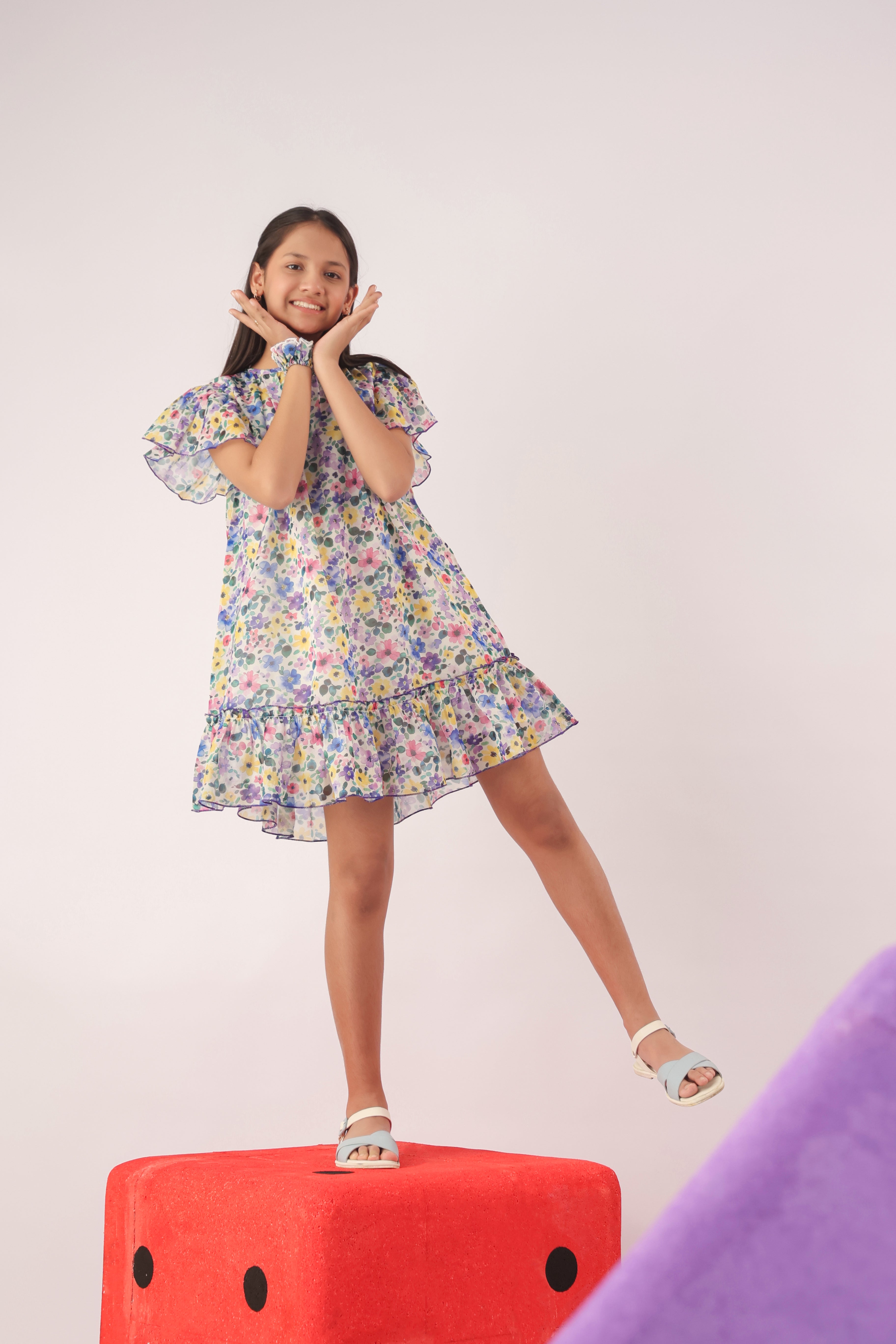 Petal Cloud Floral Organza Dress for Girls
