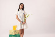 White Blue Embroidered Shirt Dress for Girls