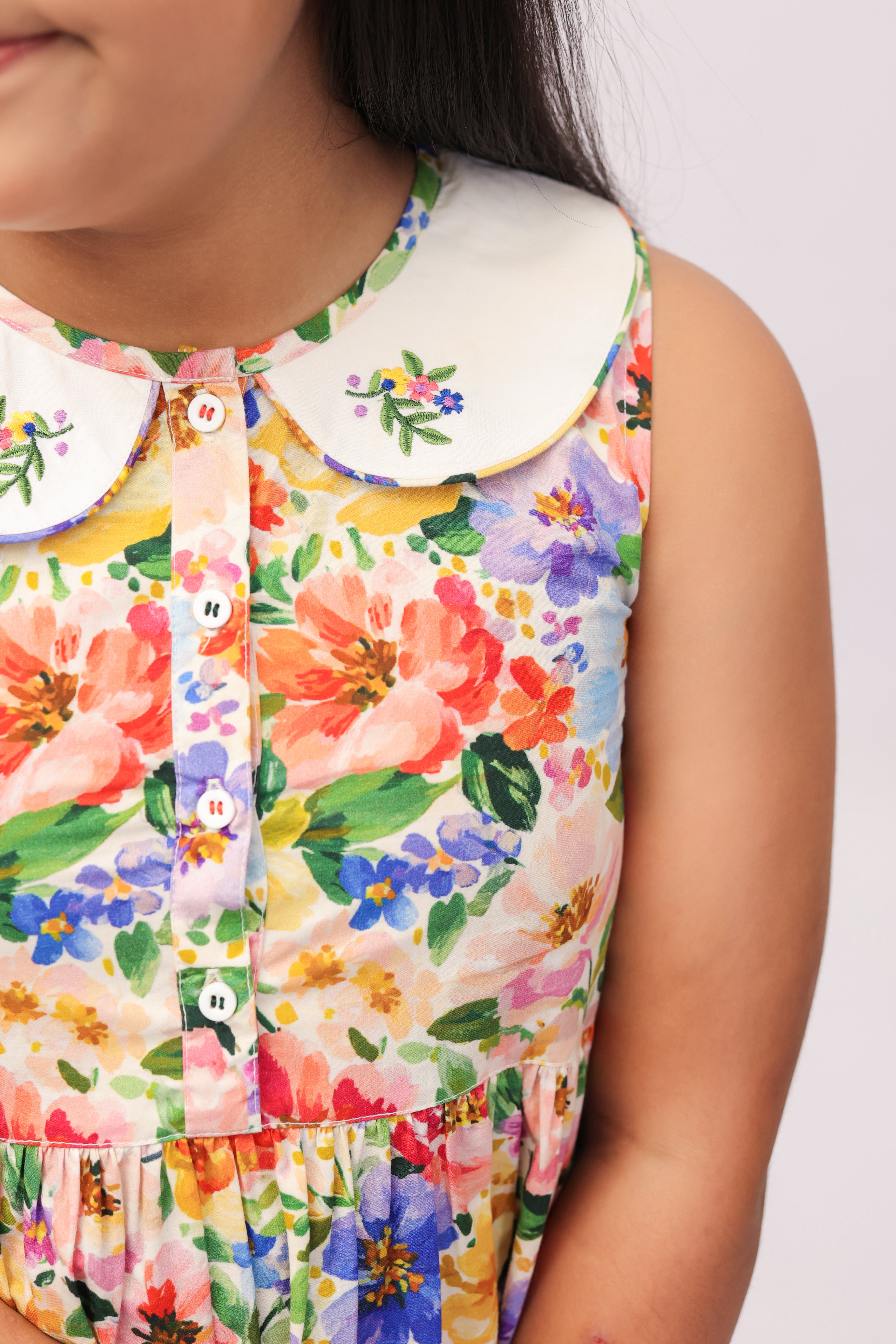 Garden Bloom Floral Cotton Dress for Girls