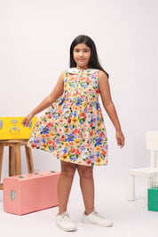 Garden Bloom Floral Cotton Dress for Girls