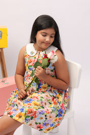Garden Bloom Floral Cotton Dress for Girls