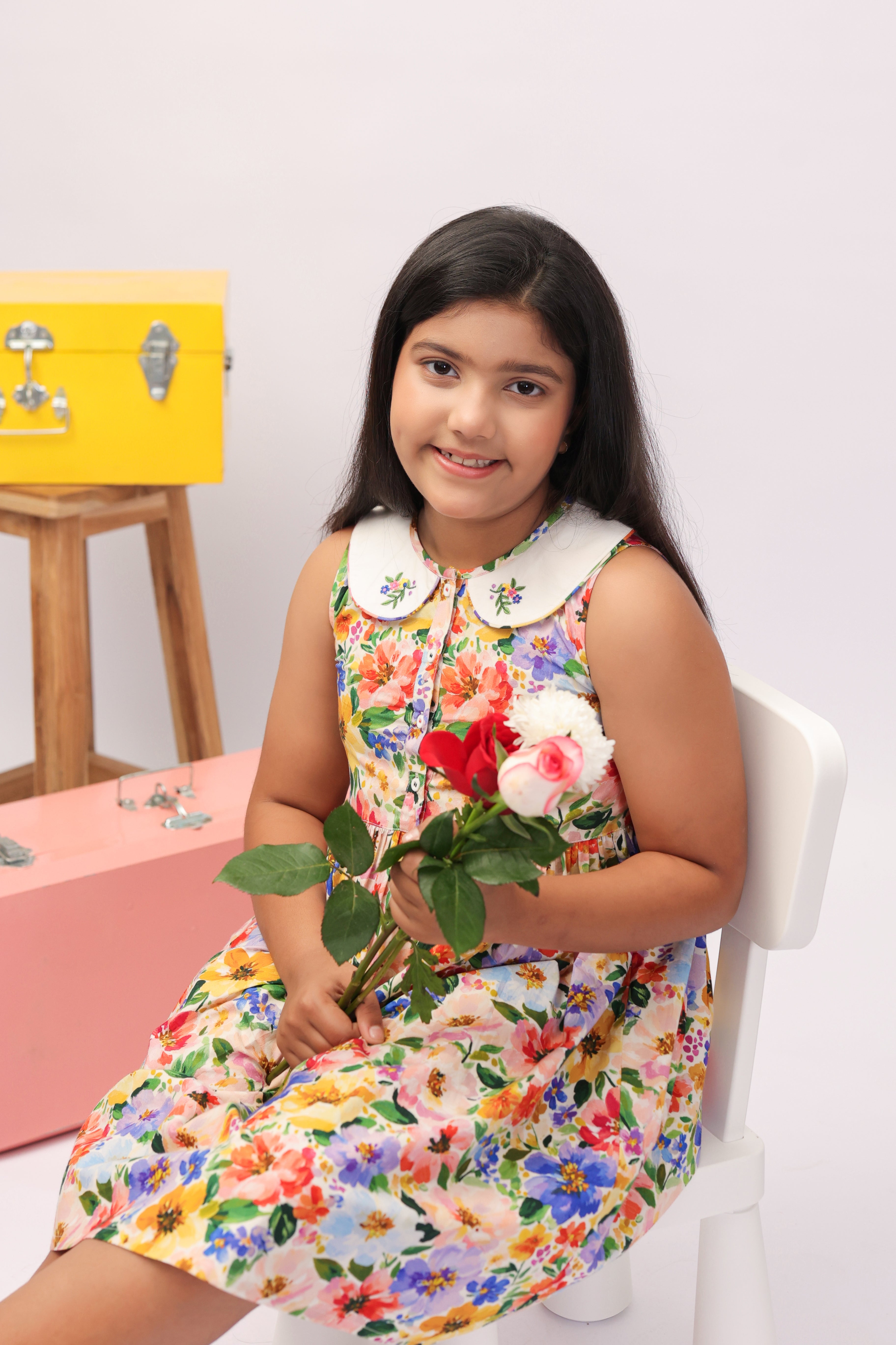 Garden Bloom Floral Cotton Dress for Girls