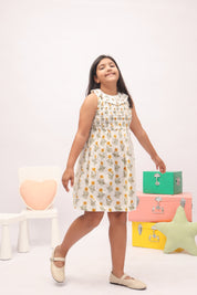 Mustard Marigold Smocked Peter Pan Dress