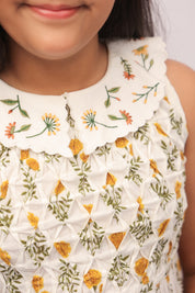 Mustard Marigold Smocked Peter Pan Dress