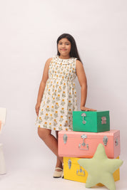 Mustard Marigold Smocked Peter Pan Dress