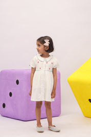 White Embroidered Peter Pan Collar Dress