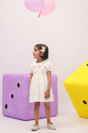 White Embroidered Peter Pan Collar Dress