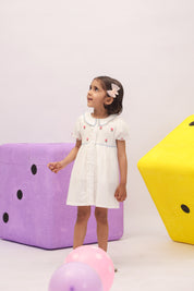 White Embroidered Peter Pan Collar Dress