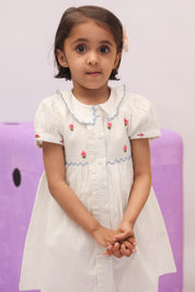 White Embroidered Peter Pan Collar Dress