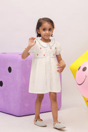 White Embroidered Peter Pan Collar Dress