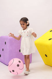 White Embroidered Peter Pan Collar Dress