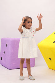 White Embroidered Peter Pan Collar Dress