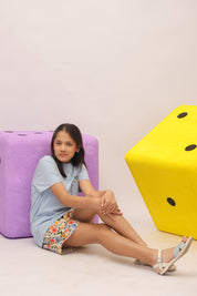 Skyfield Embroidered Top & Floral Skit/ Shorts Set