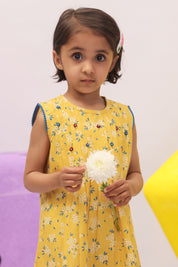 Yellow Ditsy Floral Pleated Dress