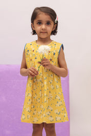 Yellow Ditsy Floral Pleated Dress