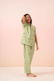 Green Checks Girls PJ Set