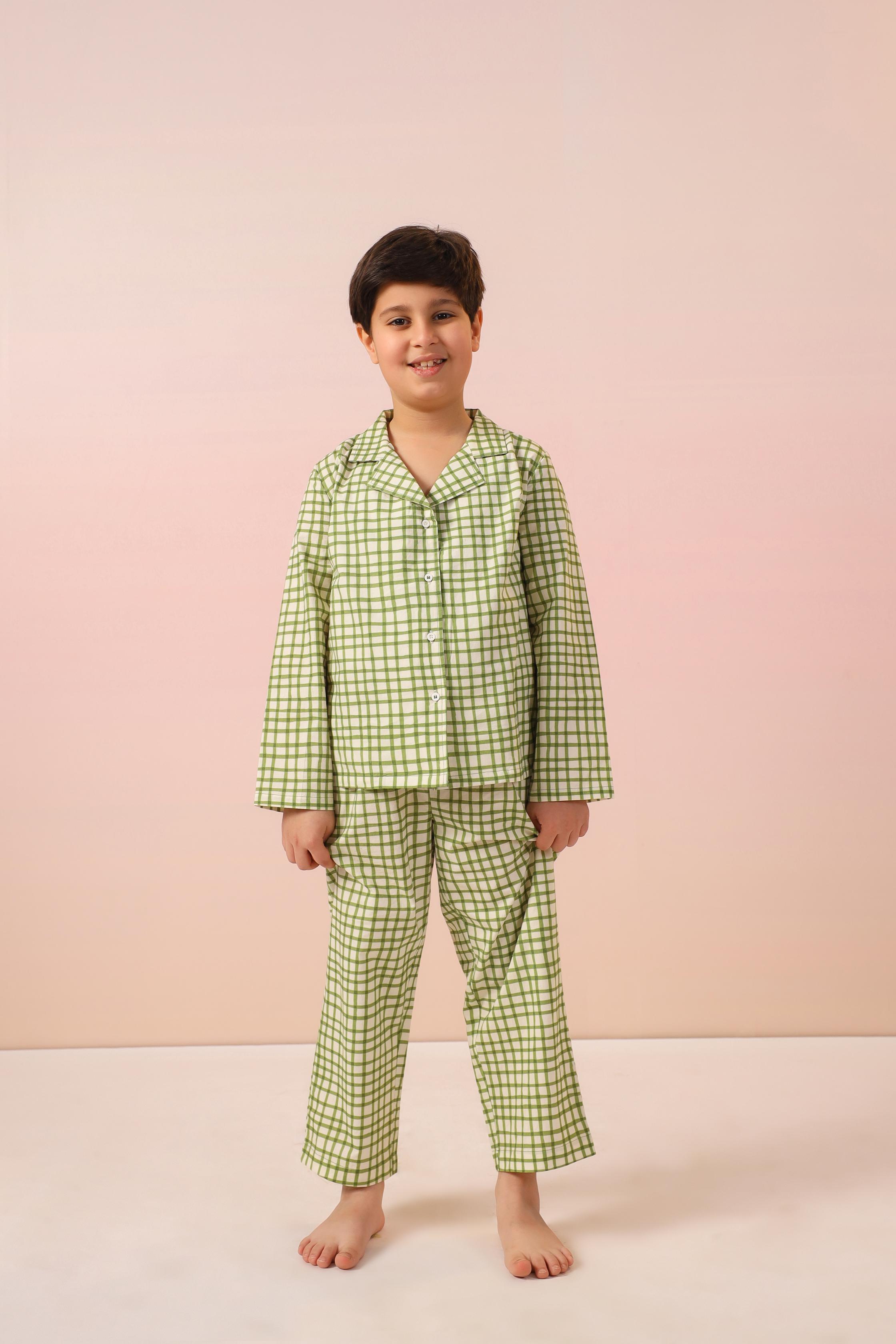 Green Checks Boys PJ Set