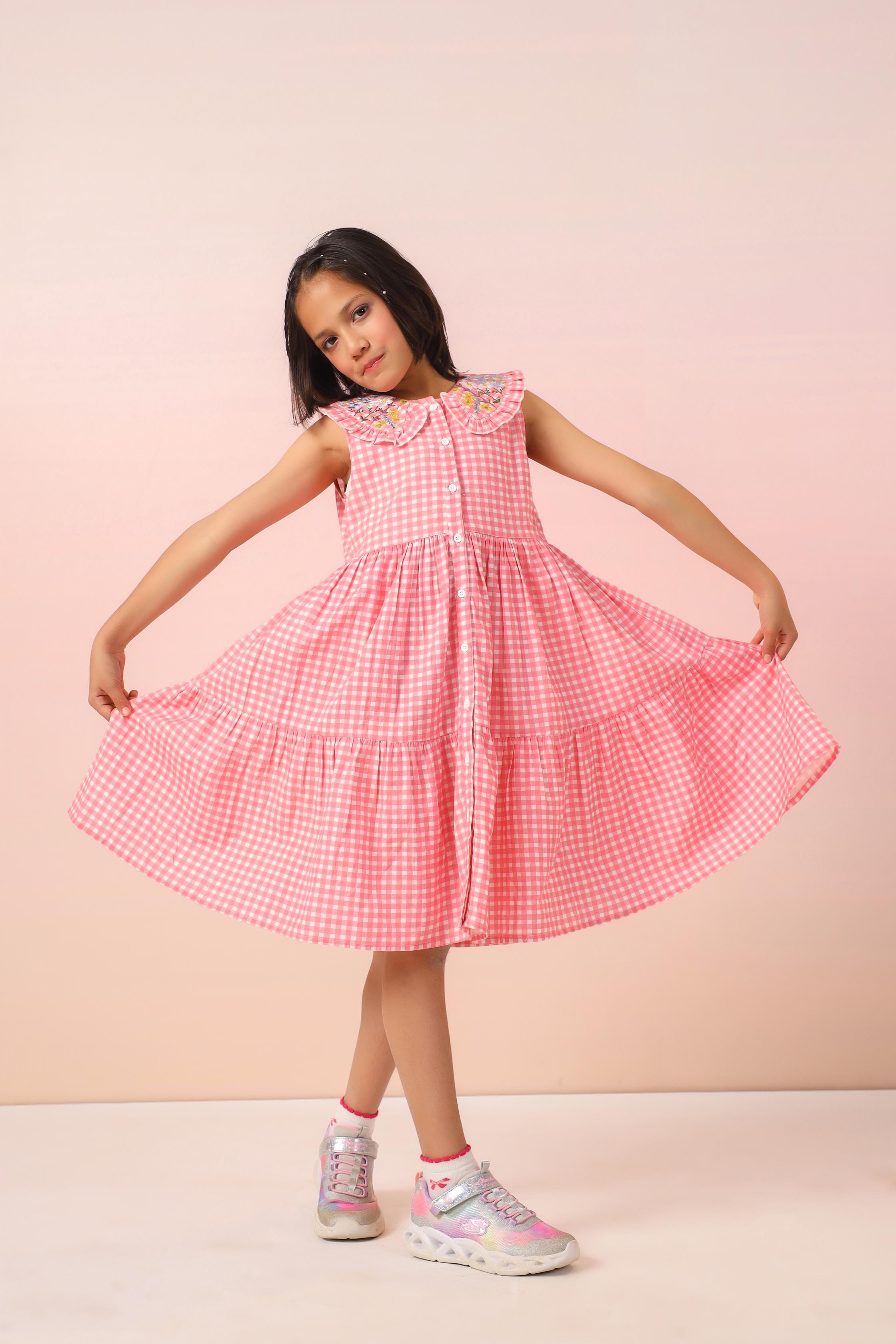 Pink Gingham Checks Dress