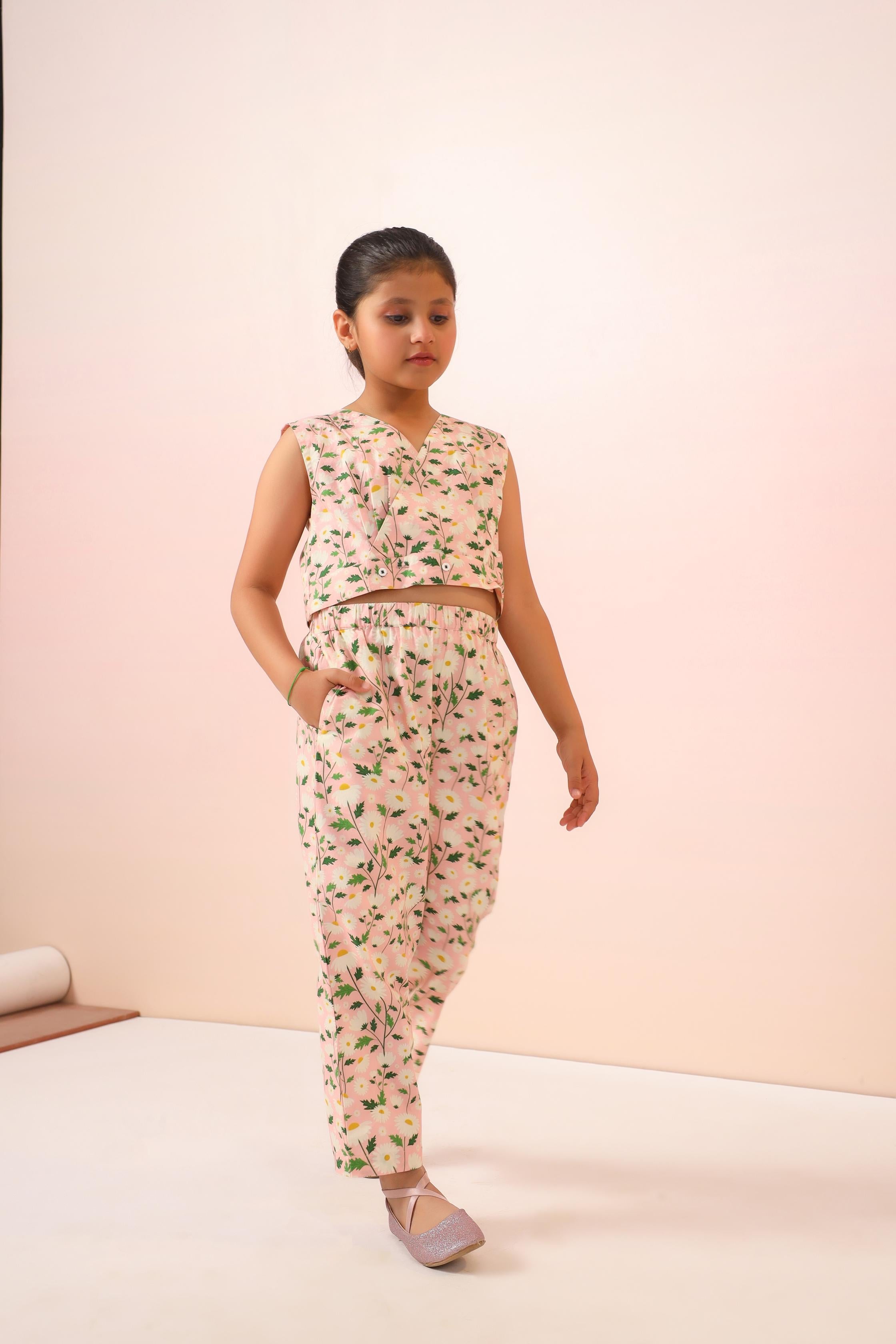 Pink Floral Pant Set