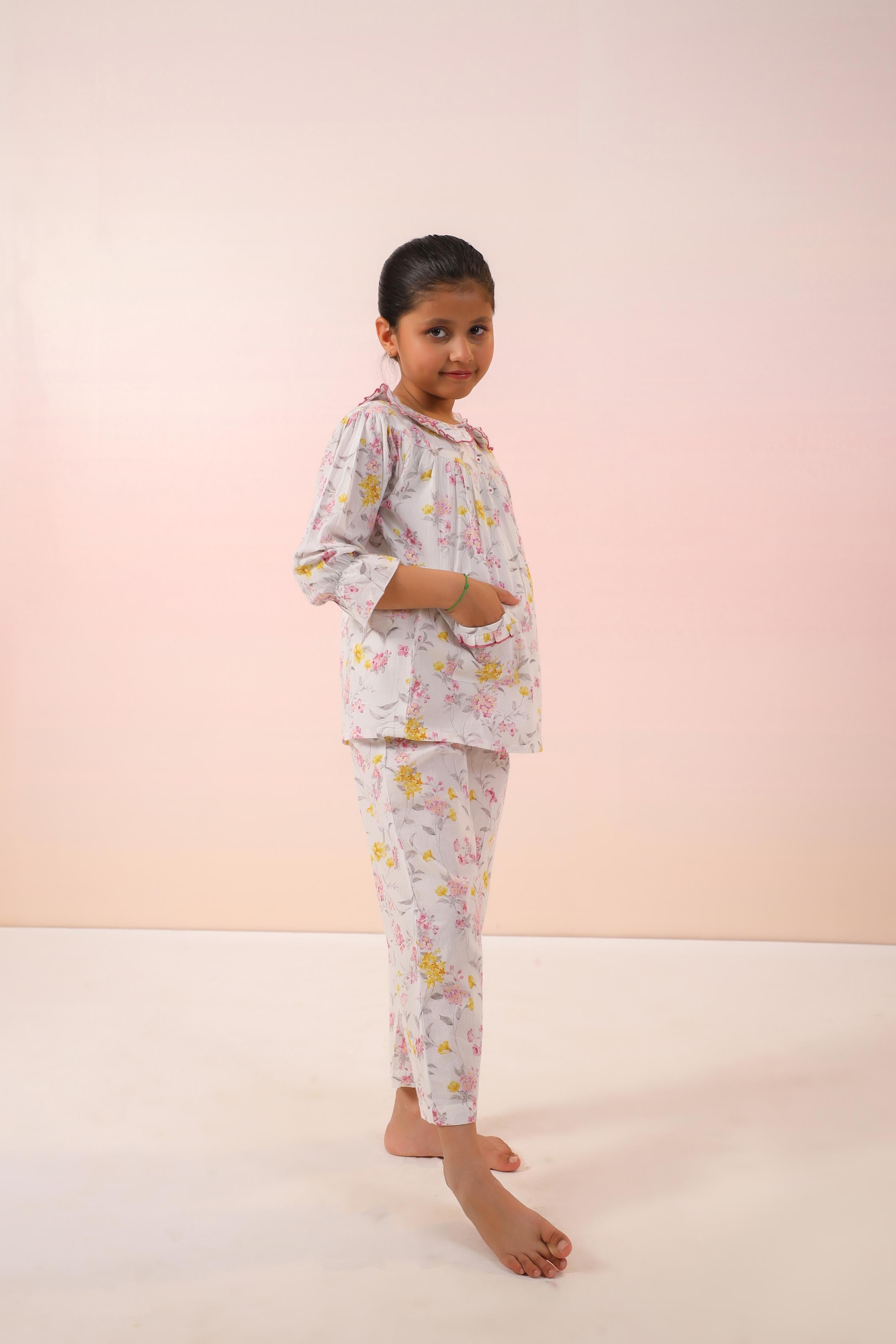 Pink & Yellow Floral PJ Set