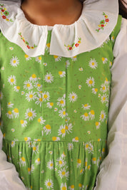 Green Sunflowers Pinafore Dress