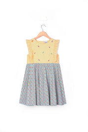 Yellow Stripe & Floral Print Dress