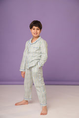 Shades of Blue Stripe PJ Set for Boys
