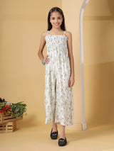 Meadow Breeze Smocked Floral Jumpsuit for Girls