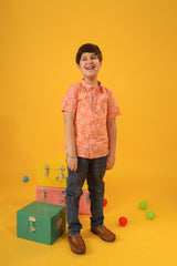 Orange Floral Shirt for Kids