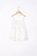 White Dress with Floral Embroidery