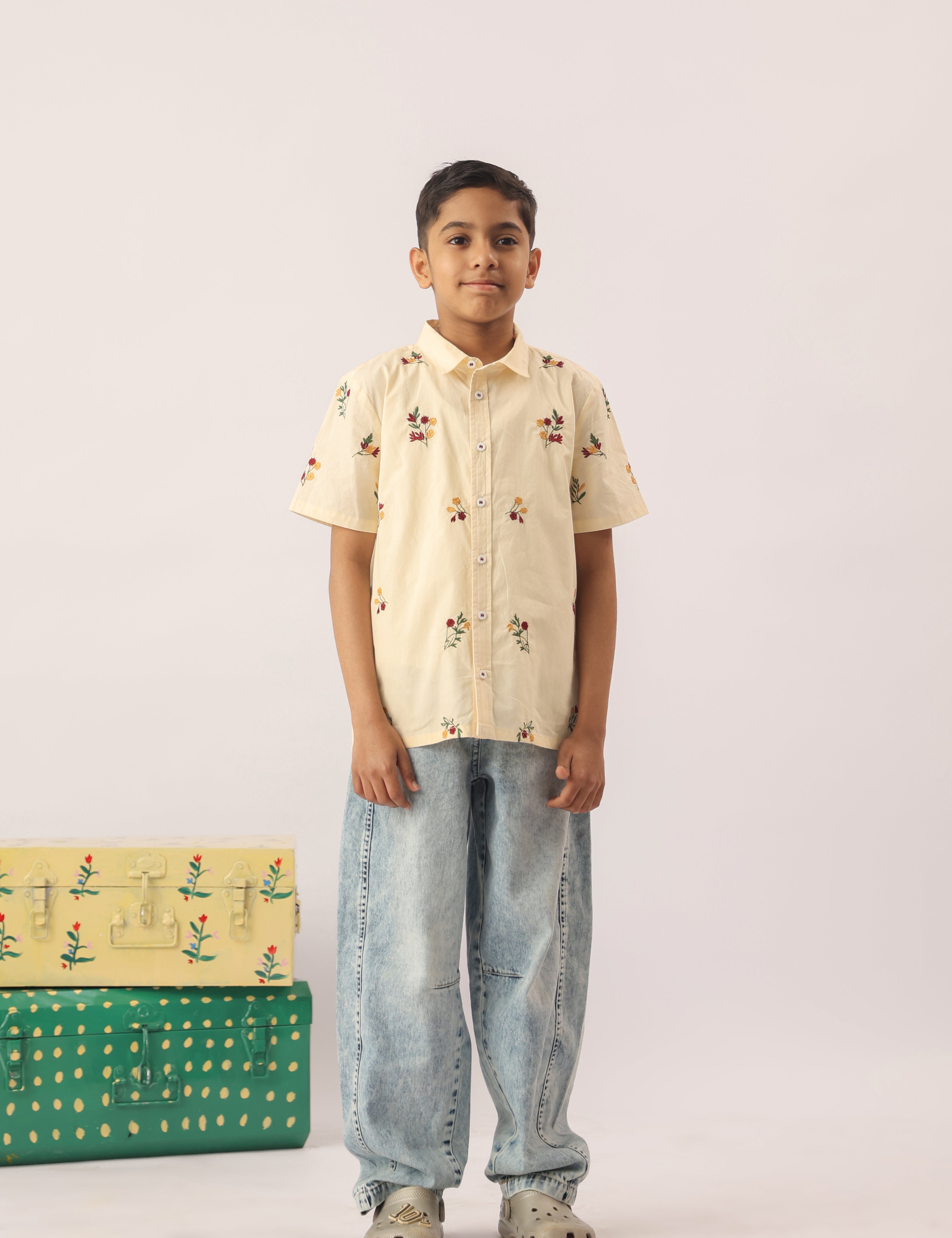 floral embroidered shirt