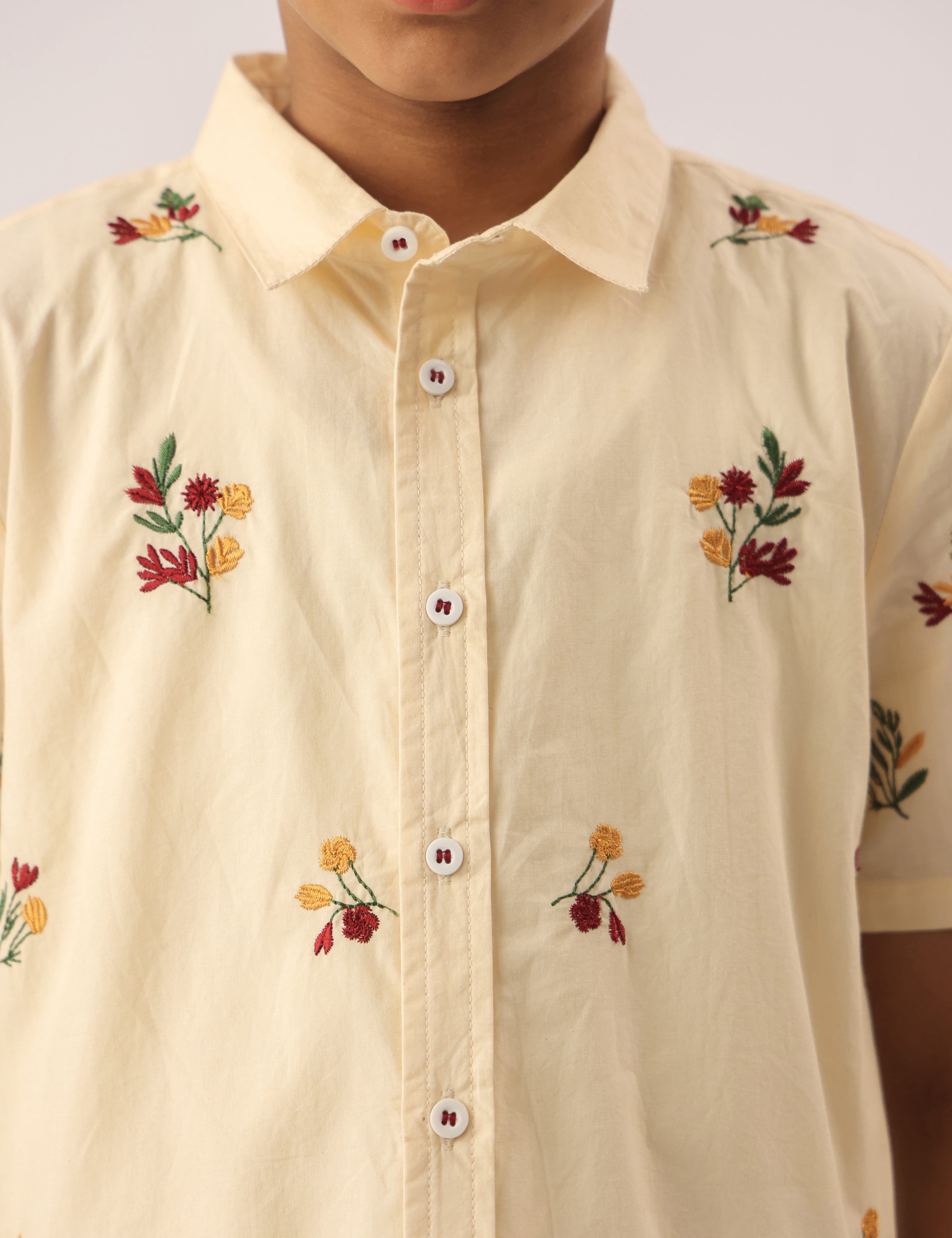 floral embroidered shirt