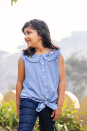Blue Tie Detail Shirt