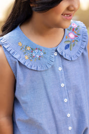 Blue Tie Detail Shirt