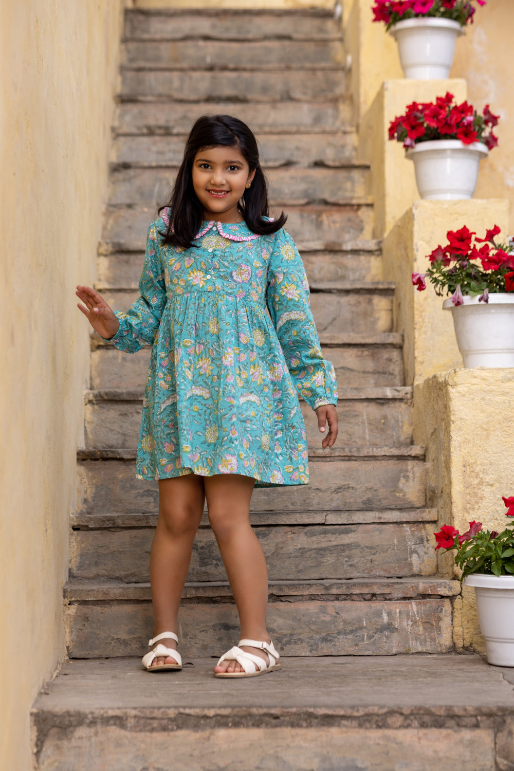 Green Block Print Dress