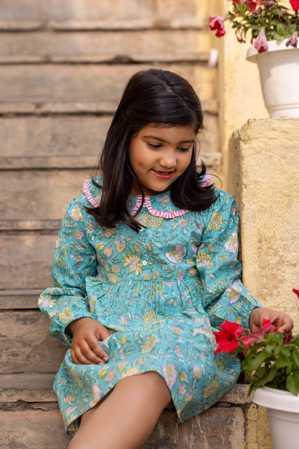 Green Block Print Dress