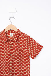 Orange Block Print Shirt