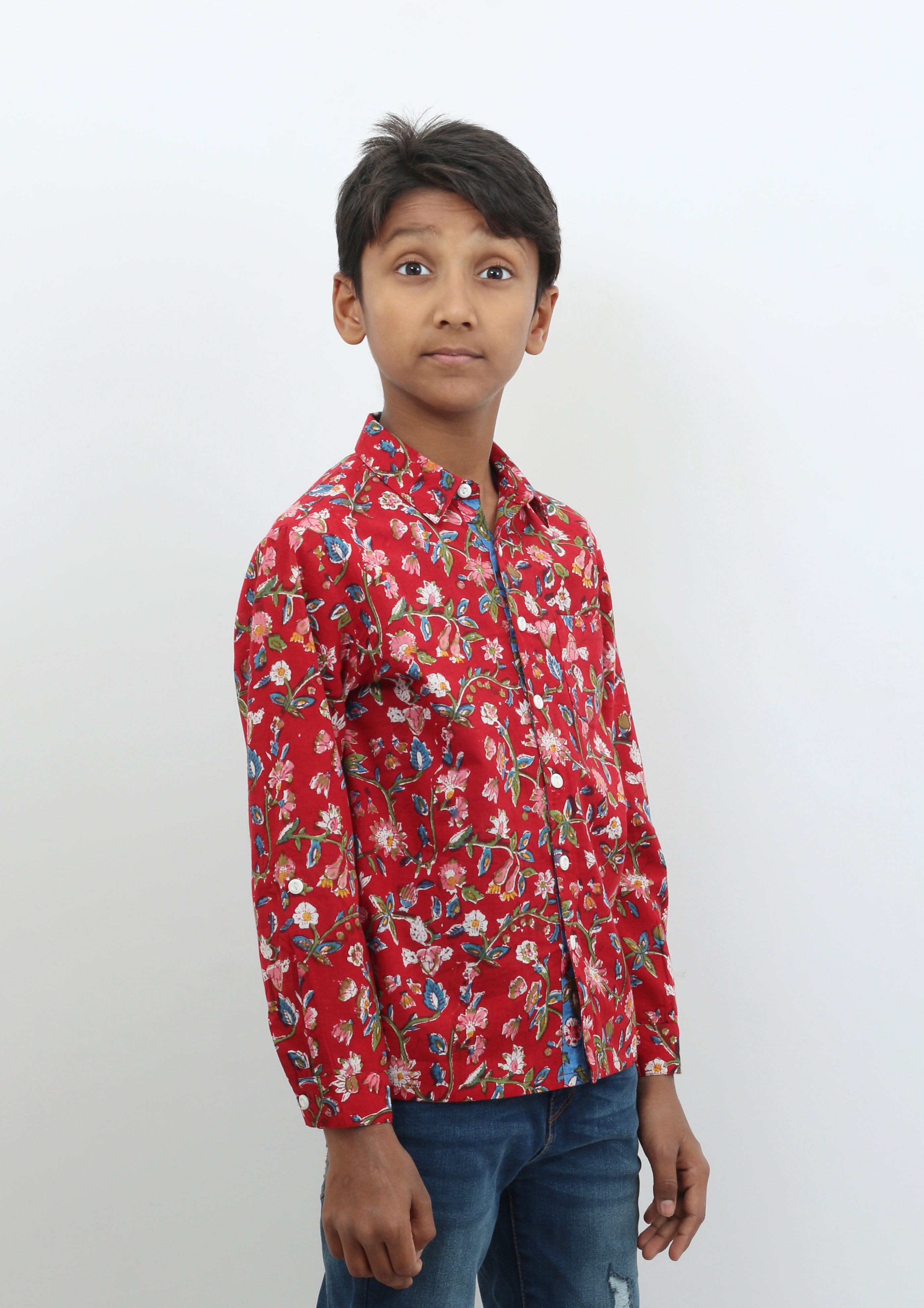 Red Block Print Shirt