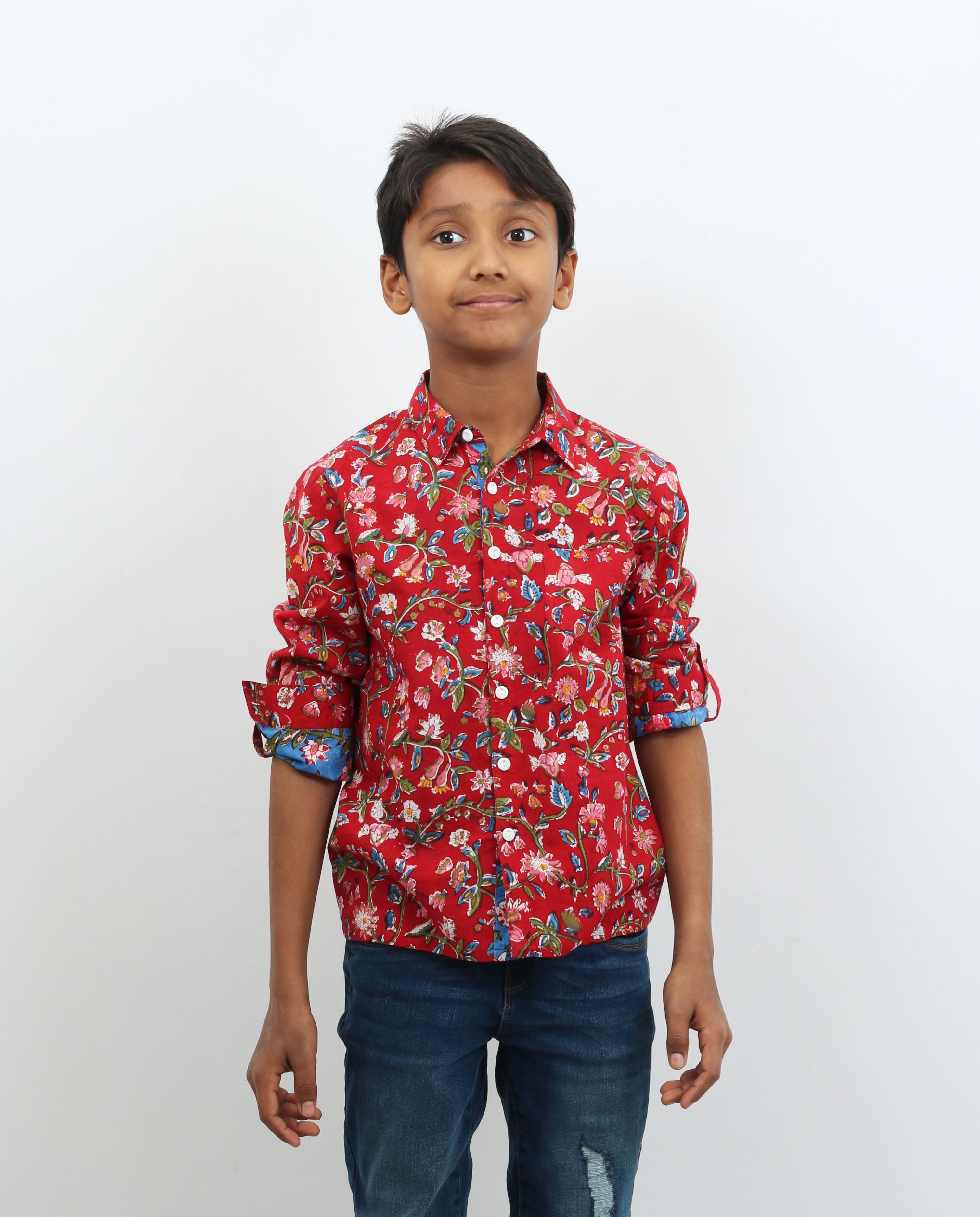 Red Block Print Shirt