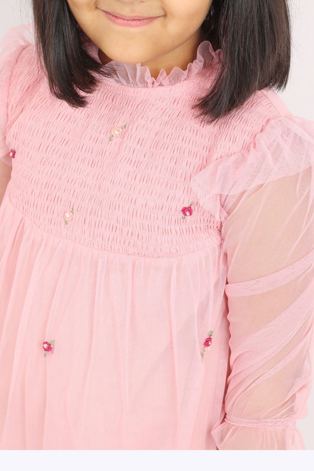 Pink Tulle Embroidery Dress