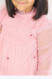 Pink Tulle Embroidery Dress