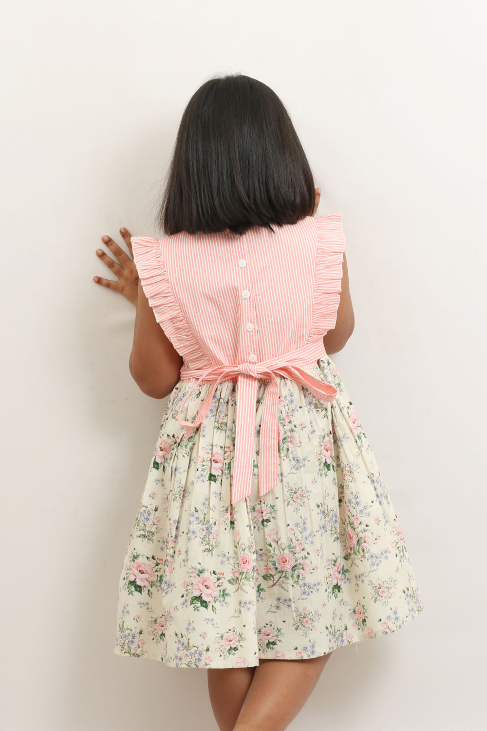 Pink Stripe & Floral Print Dress