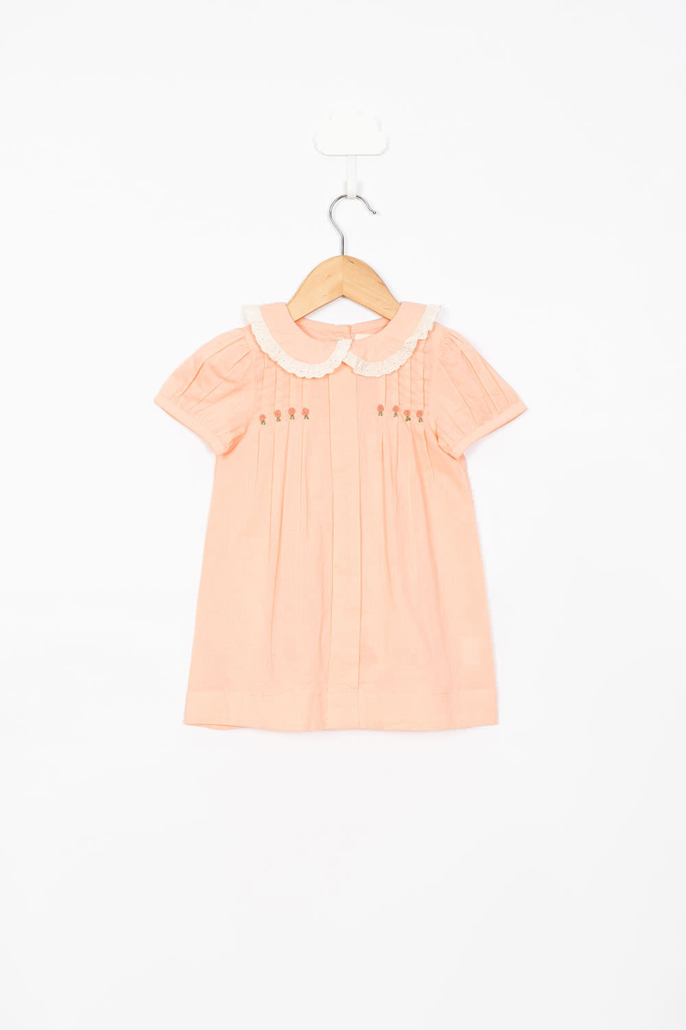 Peach Embroidery Infant Dress