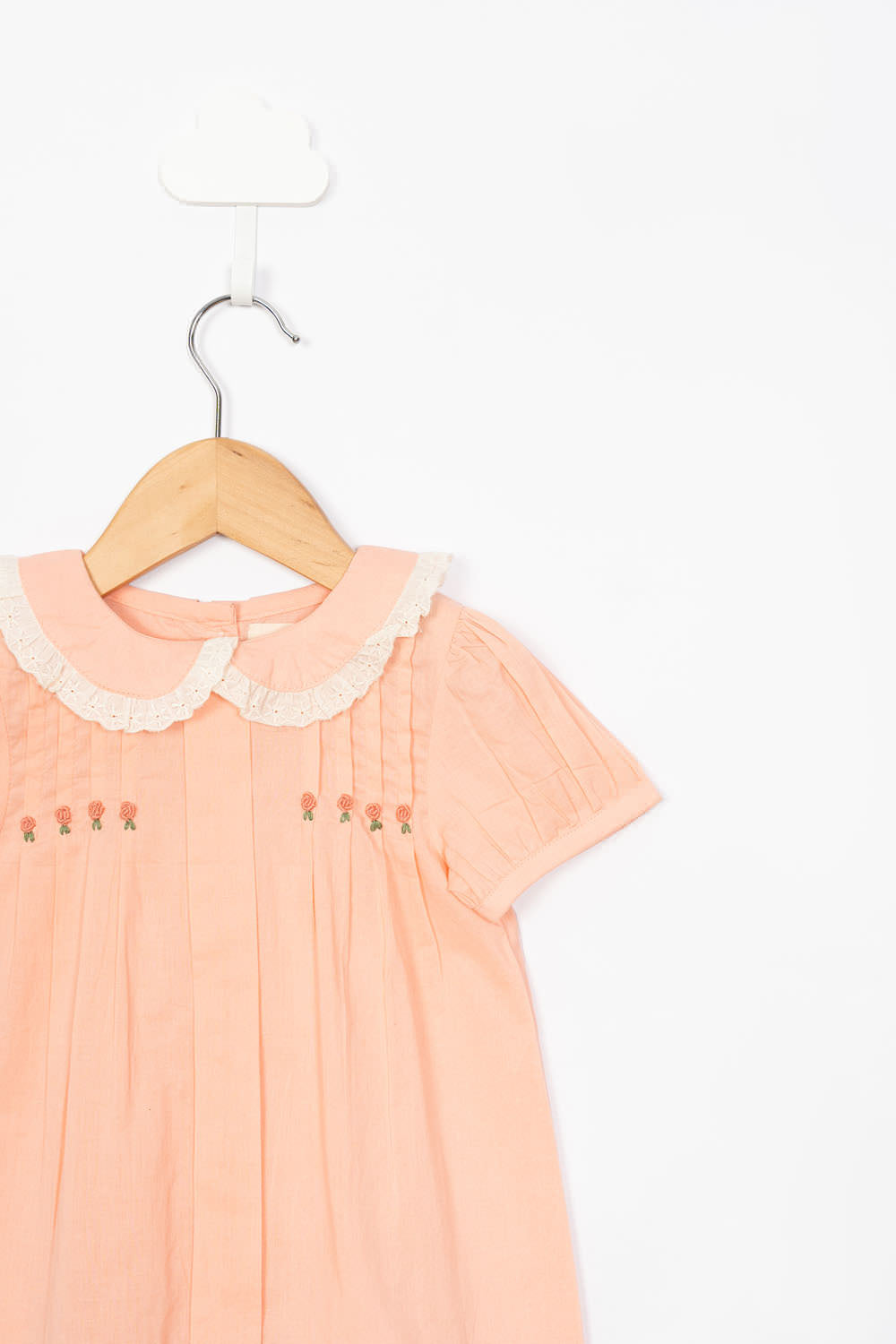 Peach Embroidery Infant Dress